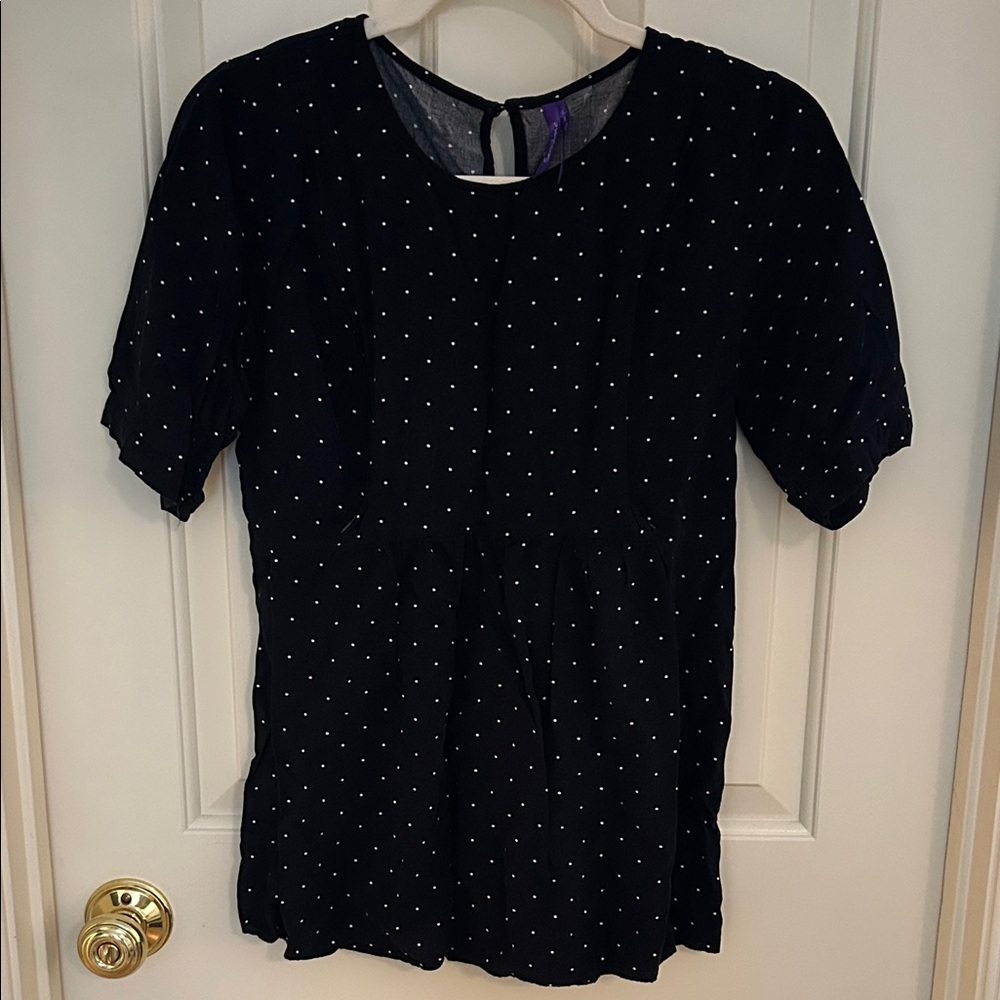 Seraphine Navy and White Polka Dot Nursing Blouse size 4